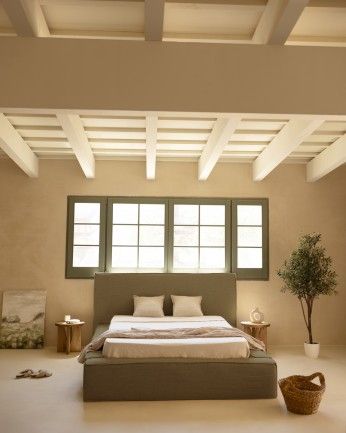 Valeria - Cama desenfundable de lino verde para colchón de varias medidas