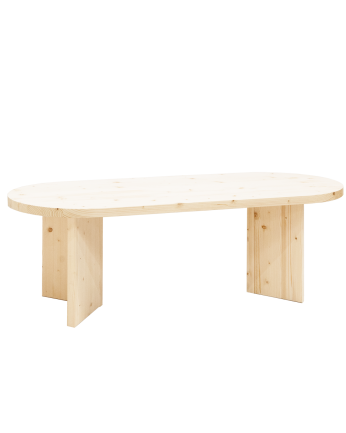 Koji - Mesa de comedor de madera maciza en tono natural de varias medidas