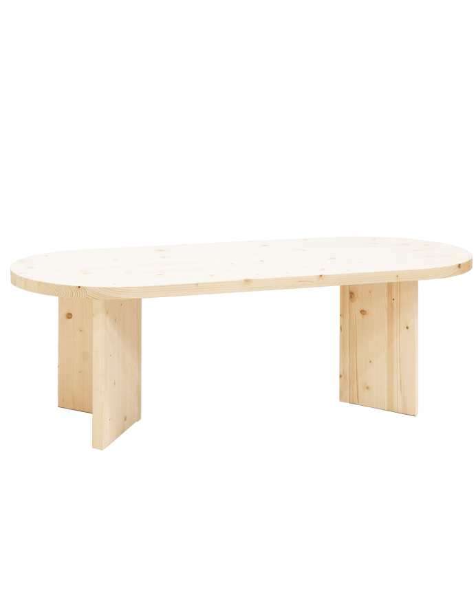 Koji - Mesa de comedor de madera maciza en tono natural de varias medidas