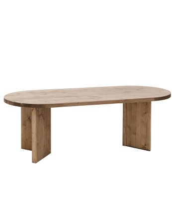 Koji - Mesa de comedor de madera maciza en tono roble oscuro de varias medidas
