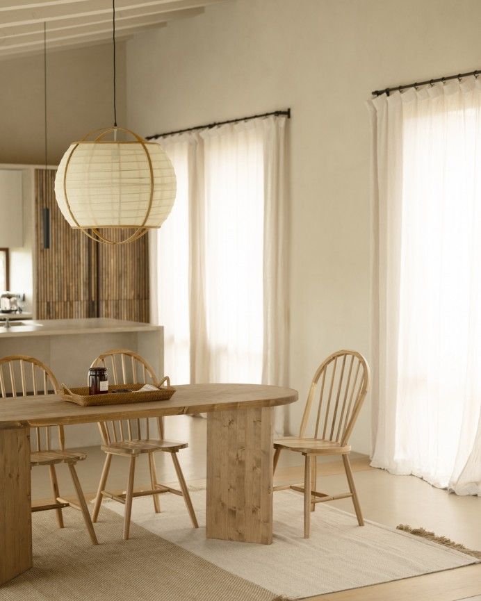 Koji - Mesa de comedor de madera maciza en tono roble oscuro de varias medidas