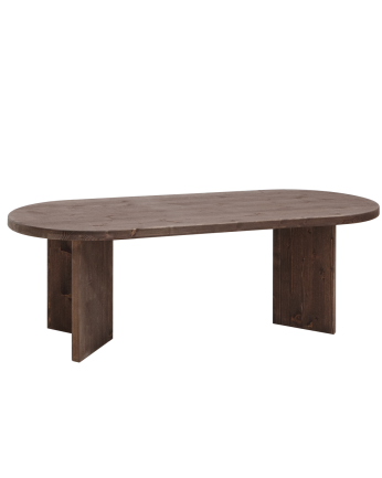Koji - Mesa de comedor de madera maciza en tono nogal de varias medidas