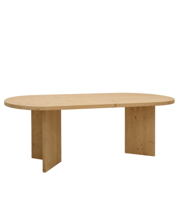 Koji - Mesa de comedor de madera maciza en tono roble medio de varias medidas