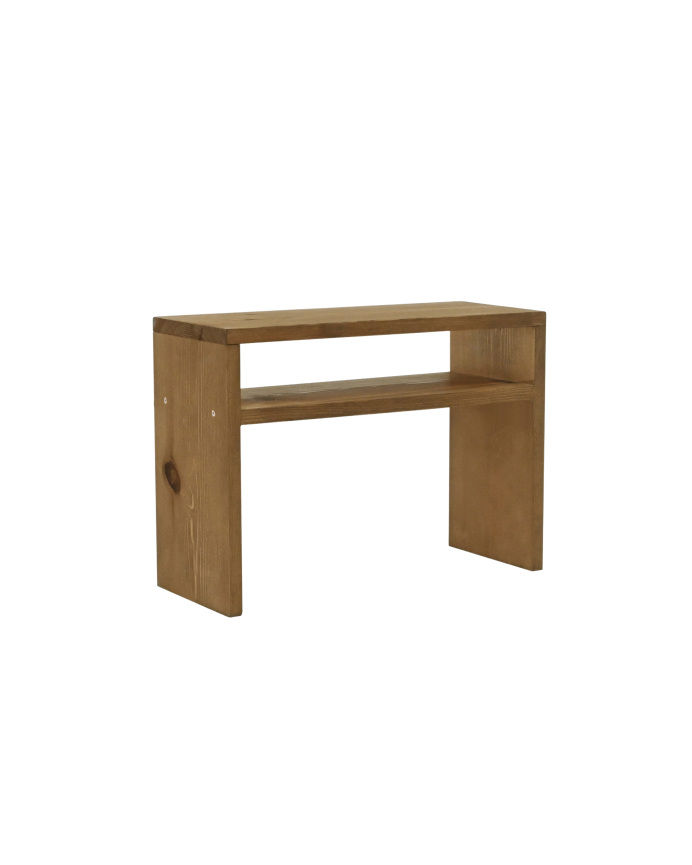 Alba - Mesita de noche de madera maciza en tono roble oscuro de 50x36cm