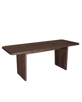 Haruto - Mesa de comedor de madera maciza tono nogal de varias medidas