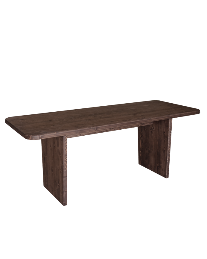 Haruto - Mesa de comedor de madera maciza tono nogal de varias medidas
