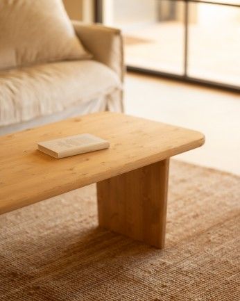 Haruto - Mesa de centro de madera maciza tono roble medio de varias medidas