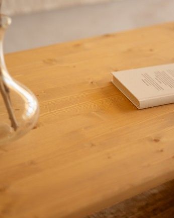 Haruto - Mesa de centro de madera maciza tono roble medio de varias medidas