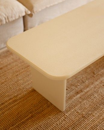 Haruto - Mesa de centro de microcemento tono blanco roto de varias medidas