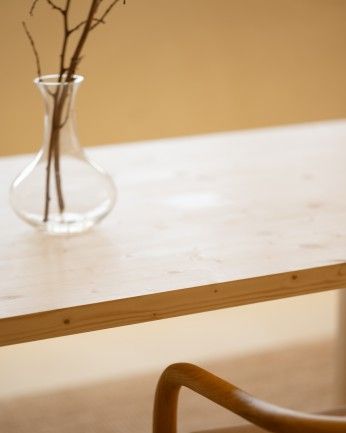 Luxor - Mesa de comedor barnizada de madera maciza tono natural de varias medidas