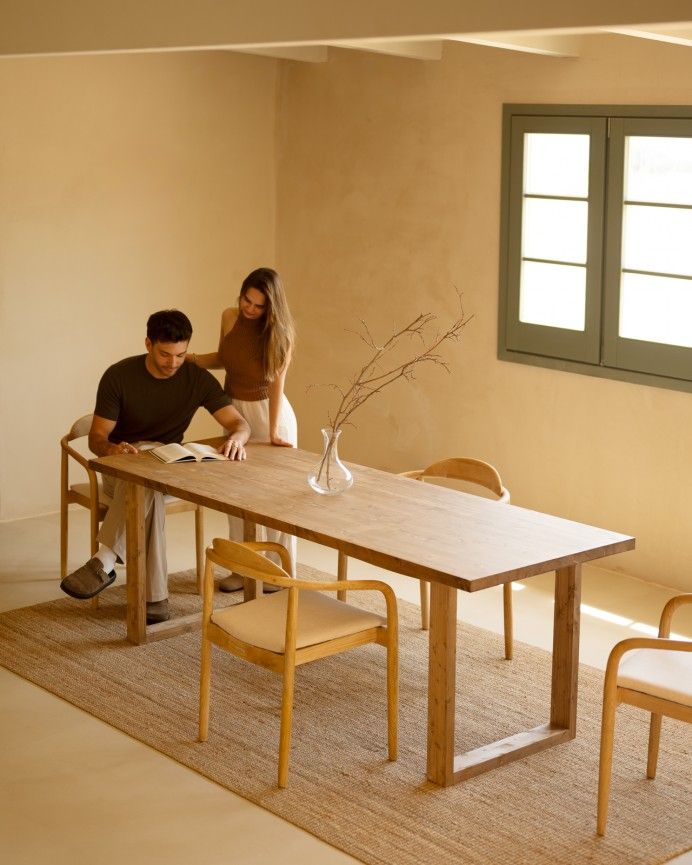 Luxor - Mesa de comedor de madera maciza tono roble oscuro de varias medidas
