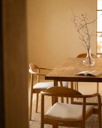 Luxor - Mesa de comedor barnizada de madera maciza tono roble oscuro de varias medidas