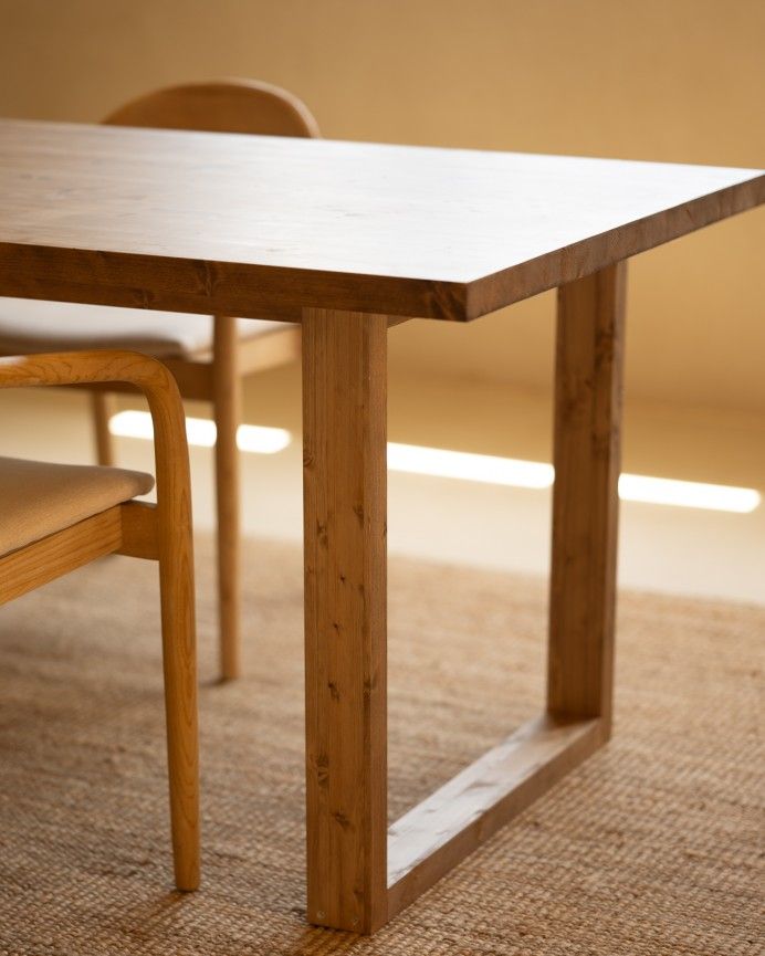 Luxor - Mesa de comedor de madera maciza tono roble oscuro de varias medidas