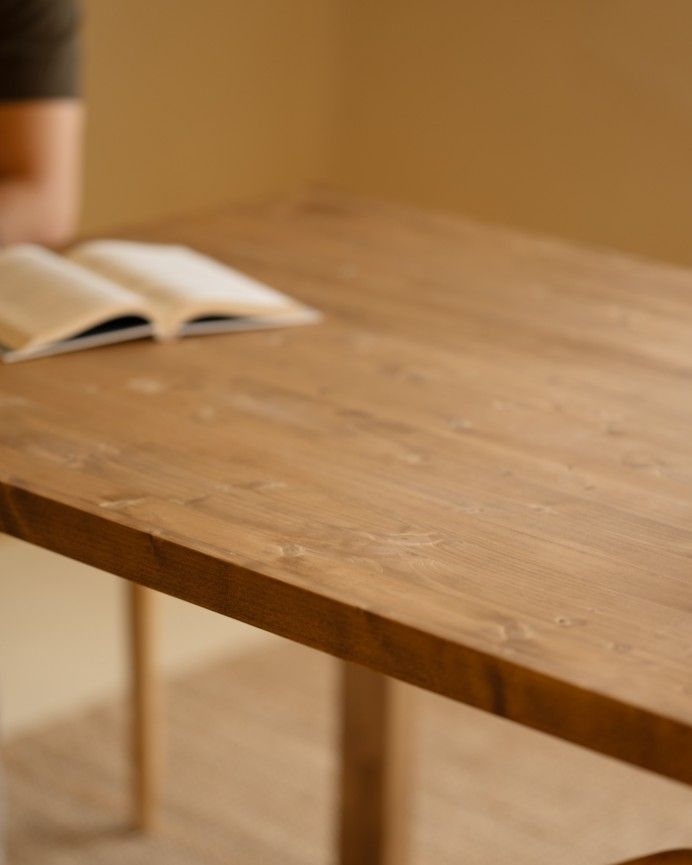 Luxor - Mesa de comedor de madera maciza tono roble oscuro de varias medidas