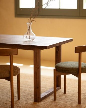Luxor - Mesa de comedor de madera maciza tono nogal de varias medidas