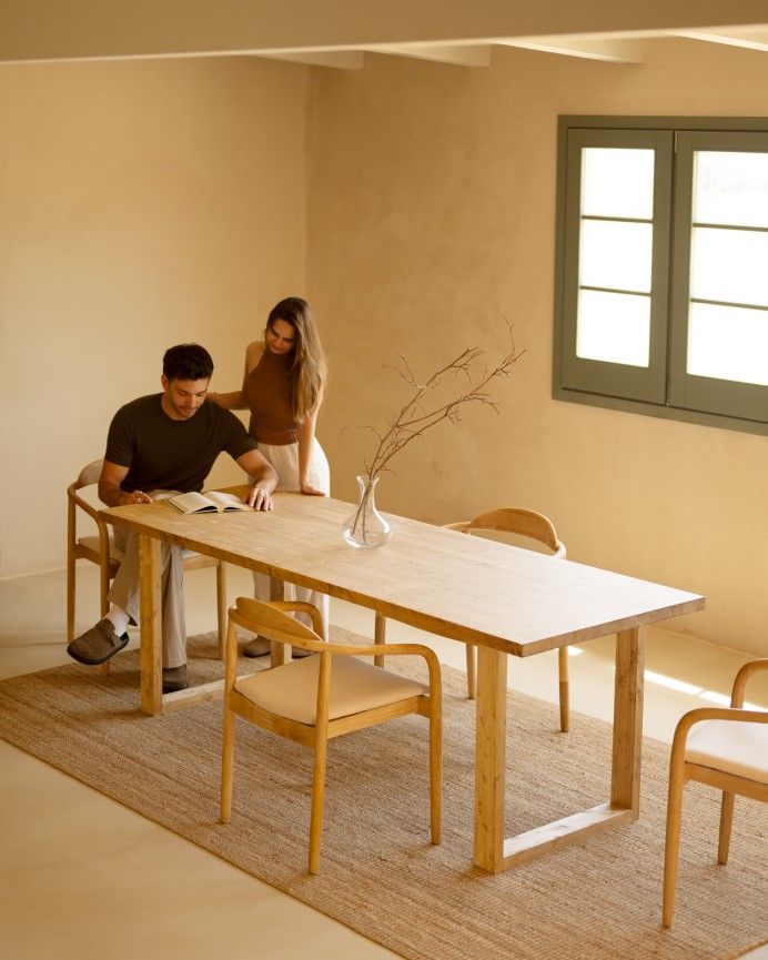 Luxor - Mesa de comedor de madera maciza tono roble medio de varias medidas