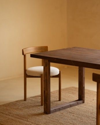 Luxor - Mesa de comedor de madera maciza tono nogal de varias medidas