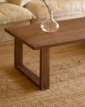 Luxor - Mesa de centro de madera maciza tono nogal de varias medidas