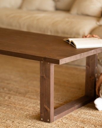 Luxor - Mesa de centro de madera maciza tono nogal de varias medidas