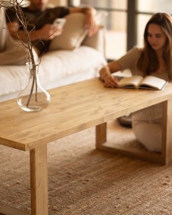 Luxor - Mesa de centro de madera maciza tono roble medio de varias medidas