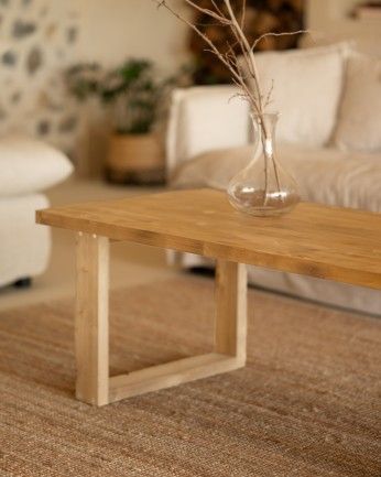 Luxor - Mesa de centro de madera maciza tono roble medio de varias medidas