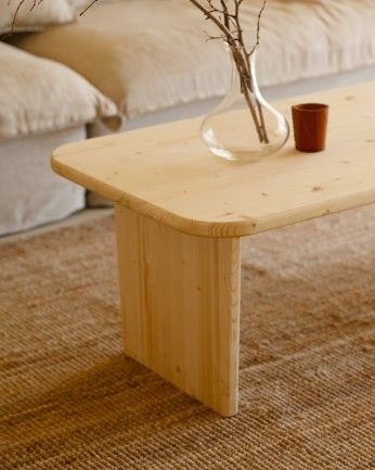 Haruto - Mesa de centro de madera maciza tono natural de varias medidas