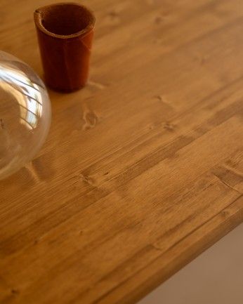 Haruto - Mesa de centro de madera maciza tono roble oscuro de varias medidas