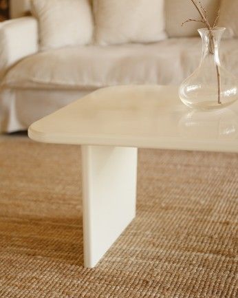 Haruto - Mesa de centro de laca brillo en tono blanco roto de varias medidas