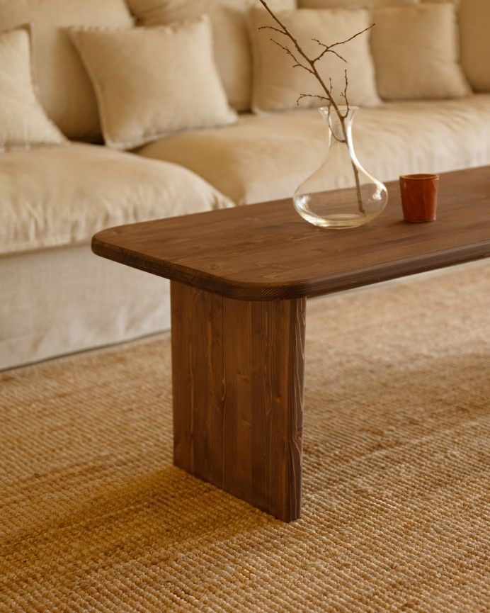 Haruto - Mesa de centro de madera maciza tono nogal de varias medidas