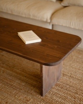 Haruto - Mesa de centro de madera maciza tono nogal de varias medidas
