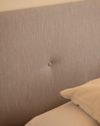 Momak - Cabecero tapizado de poliéster con botones en color hueso de varias medidas