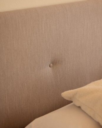 Momak - Cabecero tapizado de poliéster con botones en color canela de varias medidas