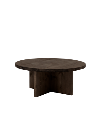 Bisbal - Mesa de centro redonda de madera maciza acabado roble avellana de varias medidas