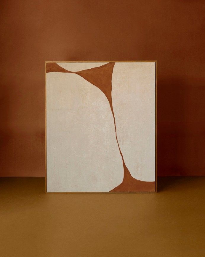 Ari - Cuadro teja decorativo sobre algodón con bastidor de madera pintado artesanalmente con pintura al óleo en varias medidas