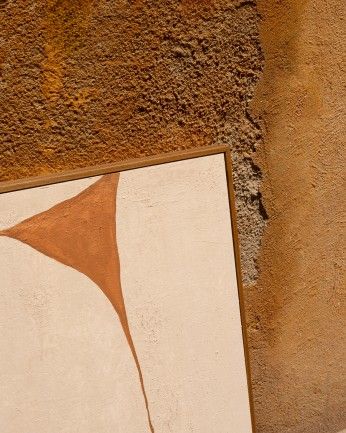 Ari - Cuadro teja decorativo sobre algodón con bastidor de madera pintado artesanalmente con pintura al óleo en varias medidas