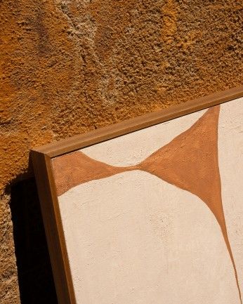 Ari - Cuadro teja decorativo sobre algodón con bastidor de madera pintado artesanalmente con pintura al óleo en varias medidas
