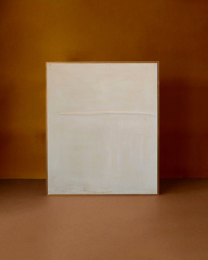 Berta - Cuadro blanco decorativo de algodón con bastidor de madera pintado artesanalmente con pintura al óleo varias medidas