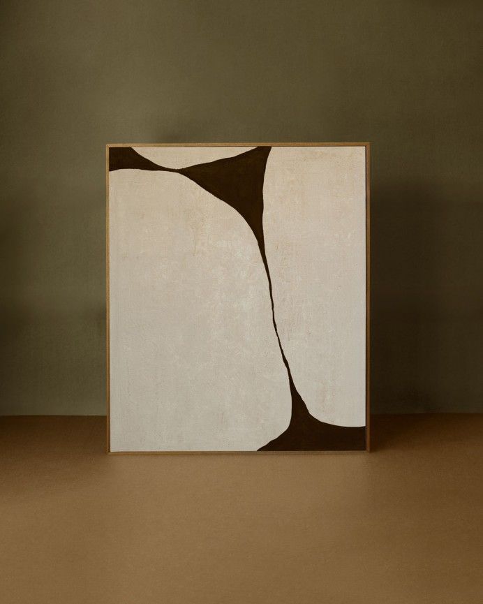 Ari - Cuadro marrón decorativo de algodón con bastidor de madera pintado artesanalmente con pintura al óleo varias medidas