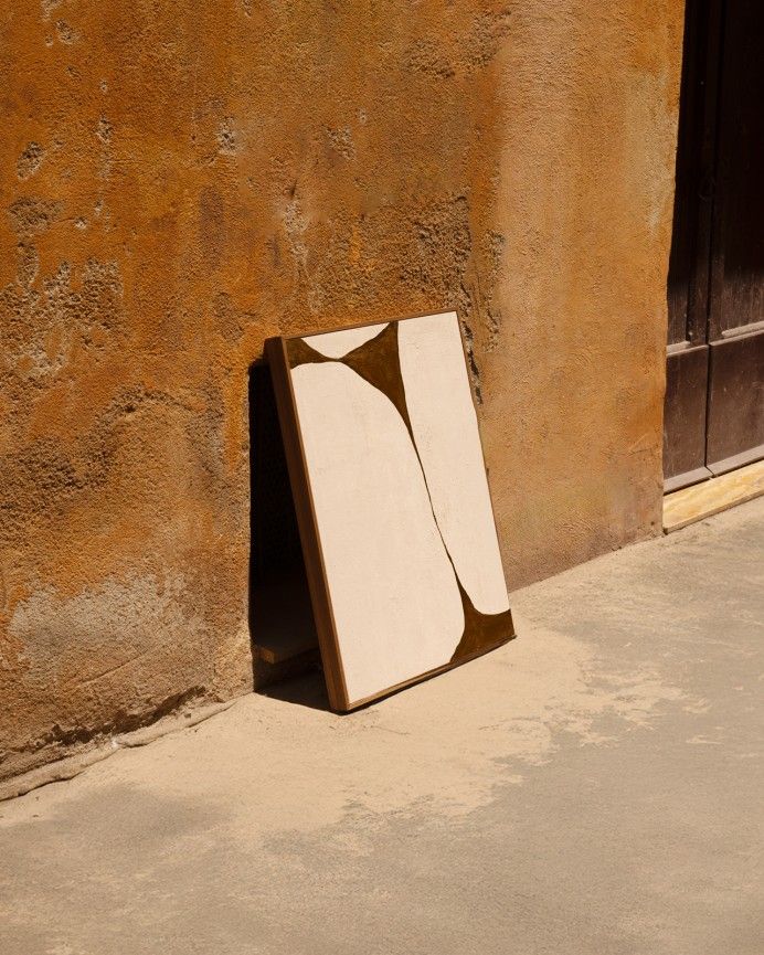 Ari - Cuadro marrón decorativo de algodón con bastidor de madera pintado artesanalmente con pintura al óleo varias medidas