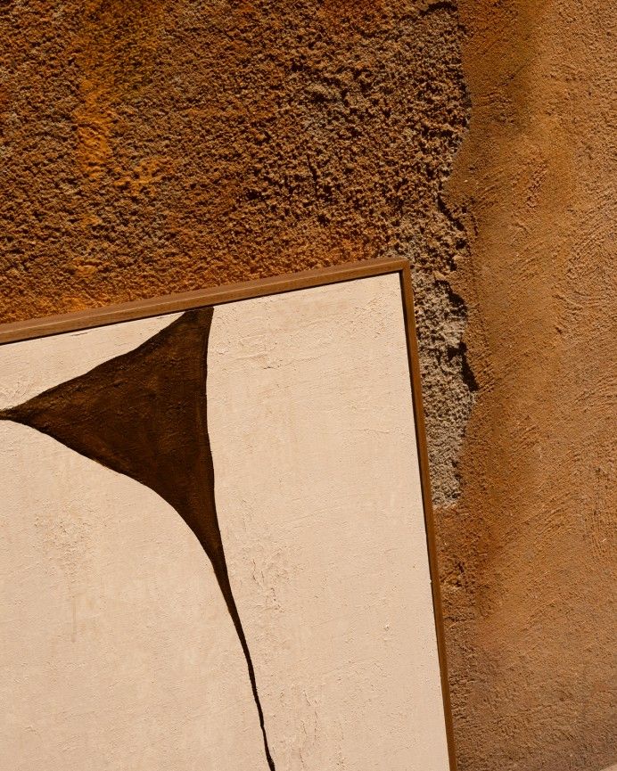 Ari - Cuadro marrón decorativo de algodón con bastidor de madera pintado artesanalmente con pintura al óleo varias medidas