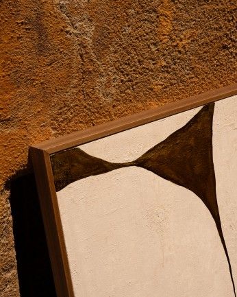 Ari - Cuadro marrón decorativo de algodón con bastidor de madera pintado artesanalmente con pintura al óleo varias medidas